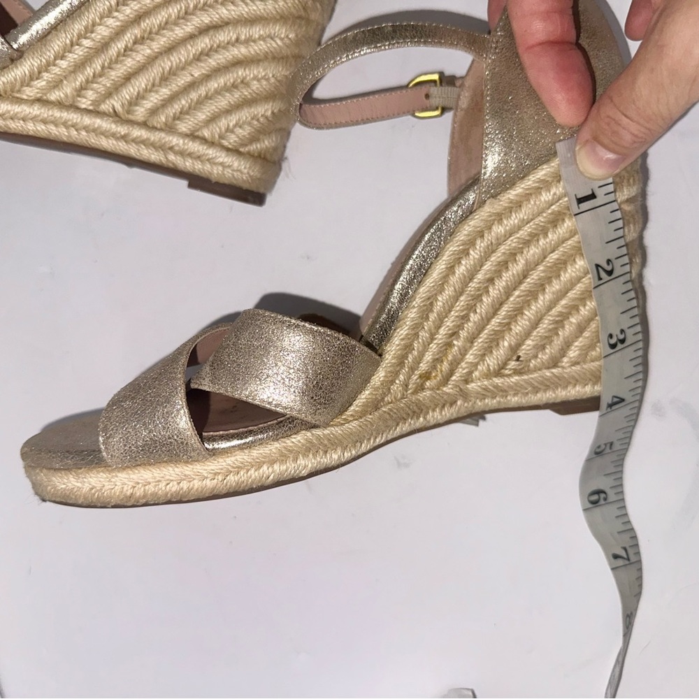 J. Crew Women’s Metallic Gold Wedge Espadrille Sandals with Ankle Strap-Size 8.5 - Picture 3 of 14